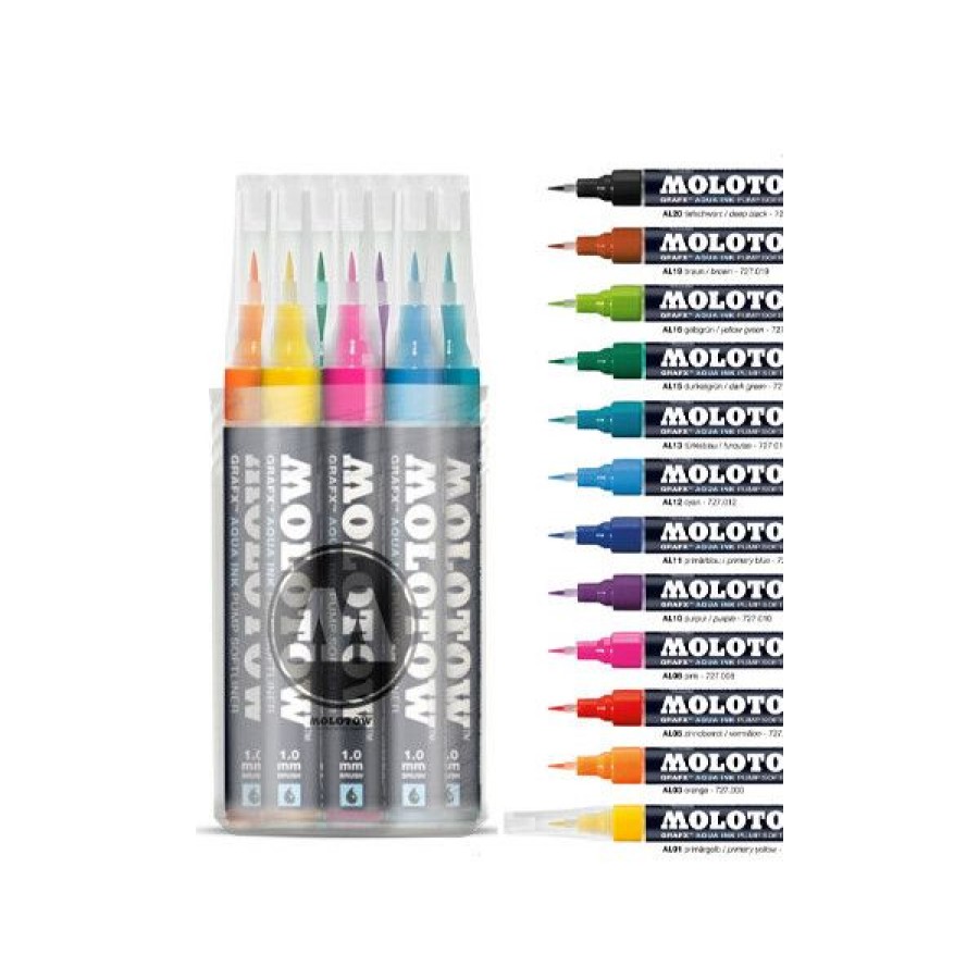 Dessin & Arts Graphiques Creastore Molotow | Boite De 12 Feutres Pinceaux Grafx Rechargeable - Molotow