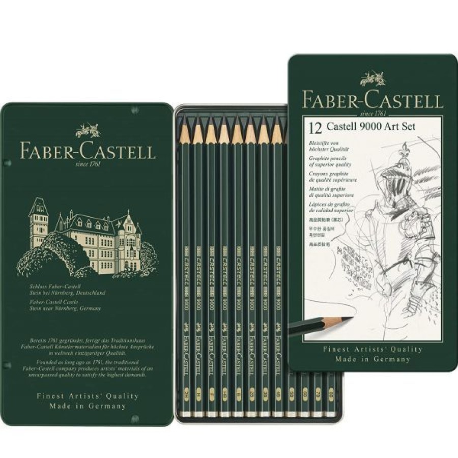 Dessin & Arts Graphiques Creastore Crayons Graphites | Boite De 12 Crayons Graphite Castell 9000 - Art Set - Faber-Castell