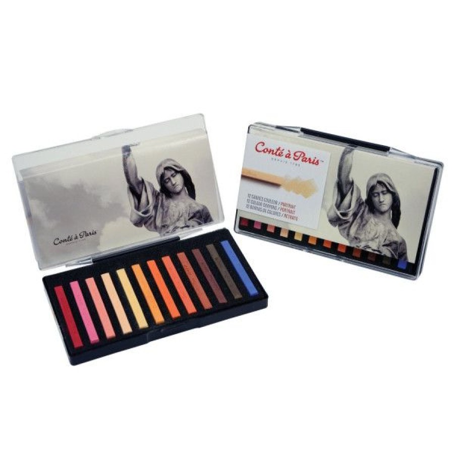 Dessin & Arts Graphiques Creastore Fusains Sanguines | Coffret 12 Carres Couleurs Portrait - Conte A Paris