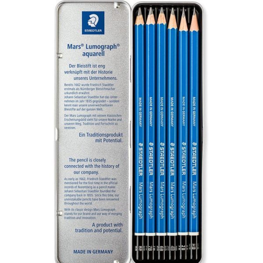 Dessin & Arts Graphiques Creastore Crayons Graphites | Boite De 6 Crayons Graphite Mars Lumograph - Staedtler