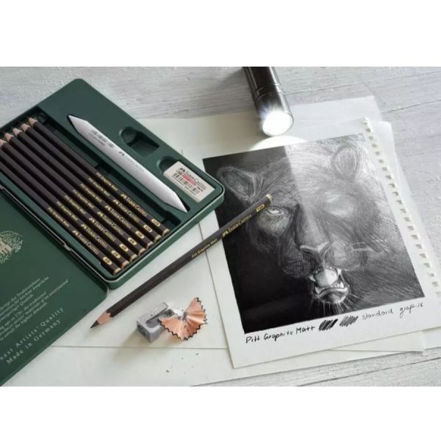 Dessin & Arts Graphiques Creastore Crayons Graphites | Set De 8 Crayons Pitt Graphit Matt + Accessoires - Faber-Castell