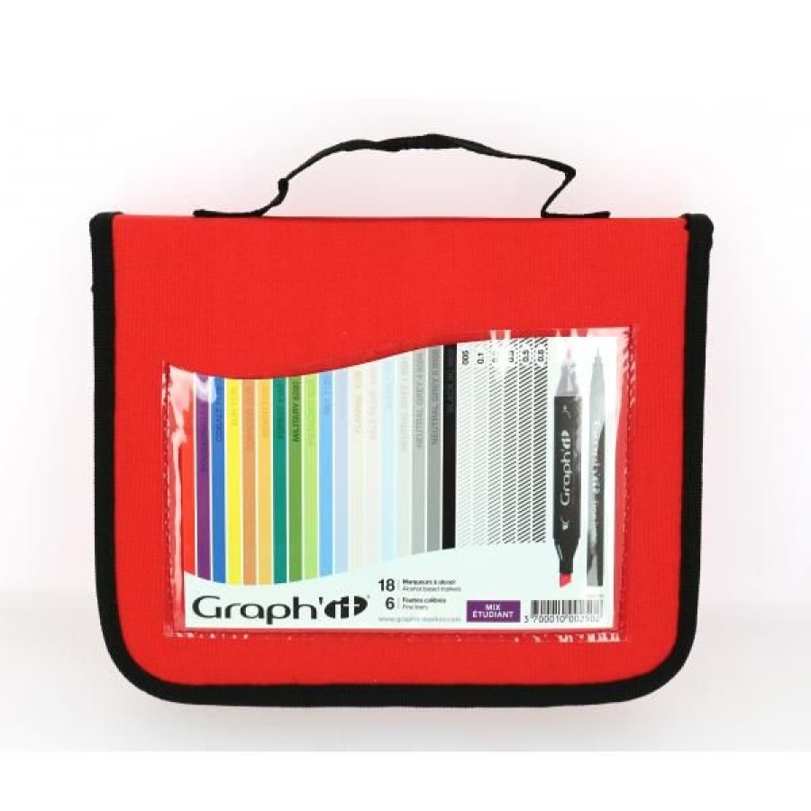 Dessin & Arts Graphiques Creastore Feutres A Alcool | Trousse Graph'It - 18 Marqueurs A Alcool + 6 Feutres Calibres