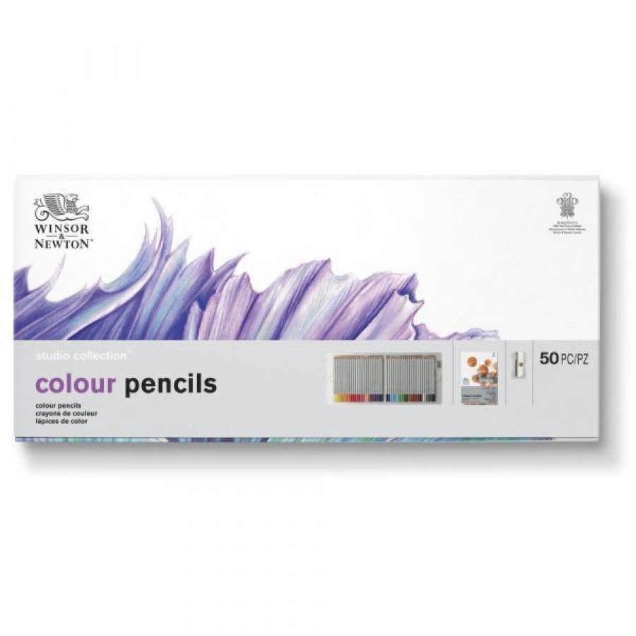 Dessin & Arts Graphiques Creastore Crayons De Couleurs | Boite De 48 Crayons De Couleur + Accessoires - Studio Collection - Winsor & Newton