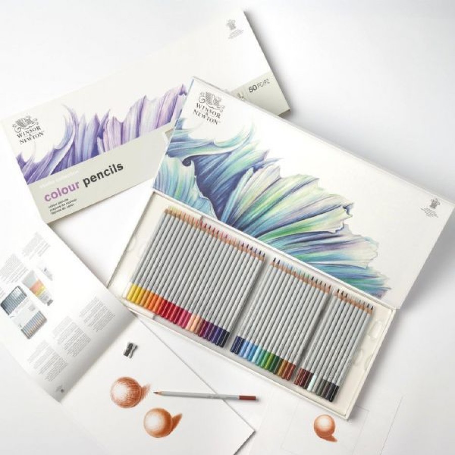 Dessin & Arts Graphiques Creastore Crayons De Couleurs | Boite De 48 Crayons De Couleur + Accessoires - Studio Collection - Winsor & Newton