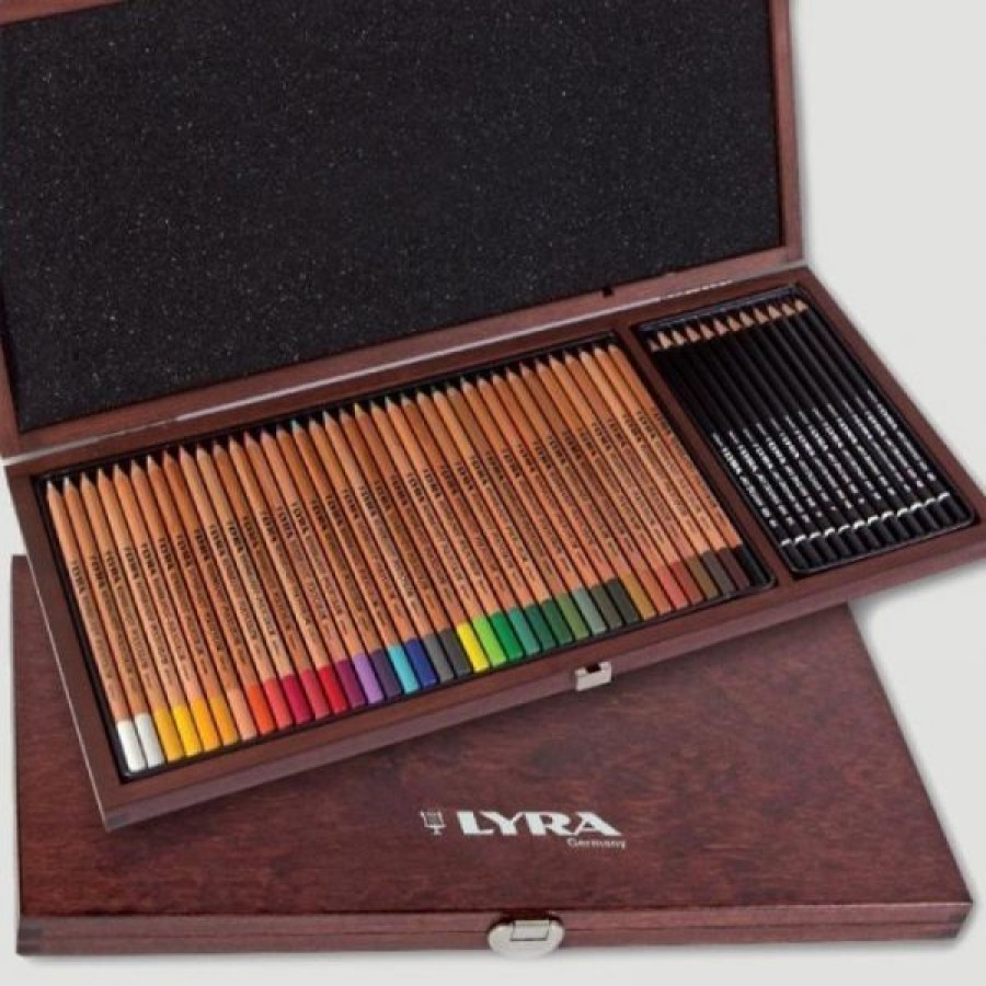 Dessin & Arts Graphiques Creastore Crayons Graphites | Coffret Bois 36 Crayons De Couleur + 12 Graphites - Lyra