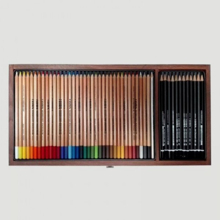 Dessin & Arts Graphiques Creastore Crayons Graphites | Coffret Bois 36 Crayons De Couleur + 12 Graphites - Lyra