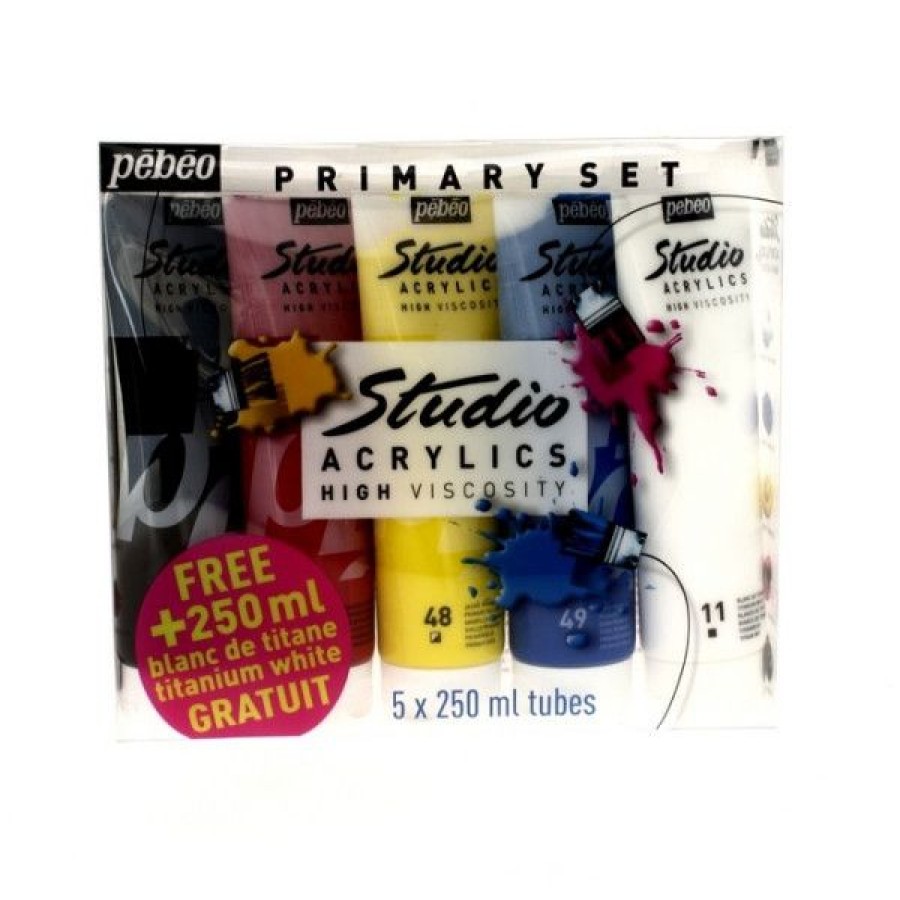 Peintures Creastore Peinture Acrylique Fine | Pack De 5 Tubes Studio Acrylique 250Ml - Pebeo - Offre 1 Tube Gratuit !