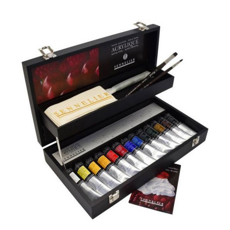 Peintures Creastore Peinture Acrylique Extra&Fine | Coffret Noir Acrylique Extra-Fine - 13 Tubes 60Ml - Sennelier