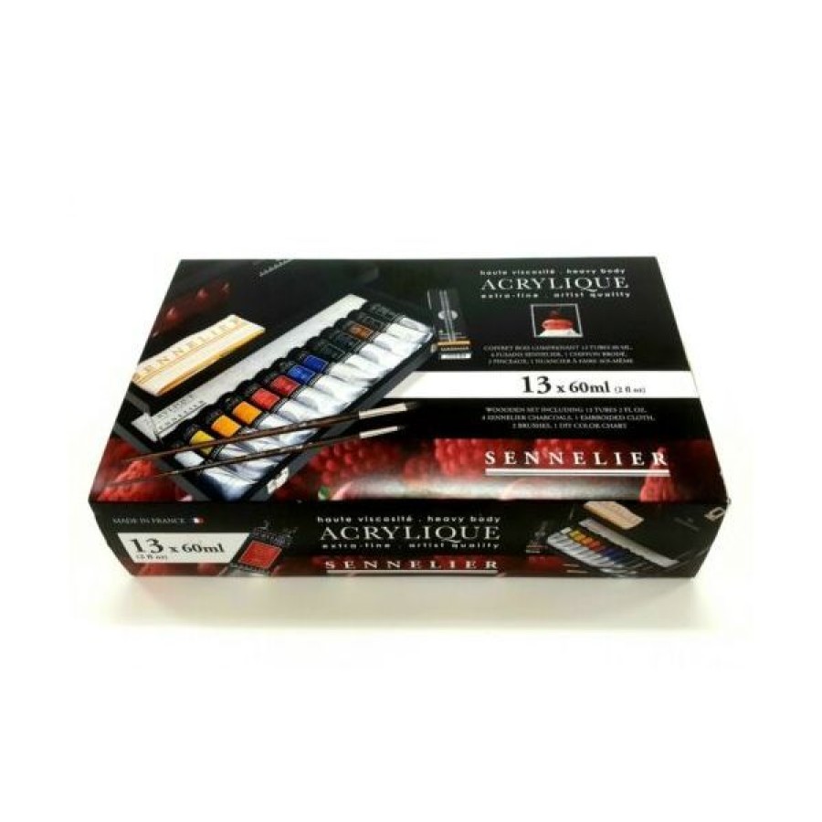 Peintures Creastore Peinture Acrylique Extra&Fine | Coffret Noir Acrylique Extra-Fine - 13 Tubes 60Ml - Sennelier