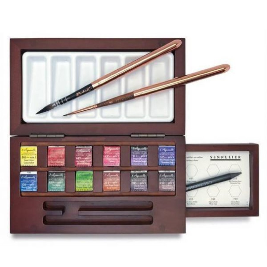 Peintures Creastore Peinture Aquarelle Extra&Fine | Coffret Bois Aquarelle Extra-Fine Sennelier + Accessoires