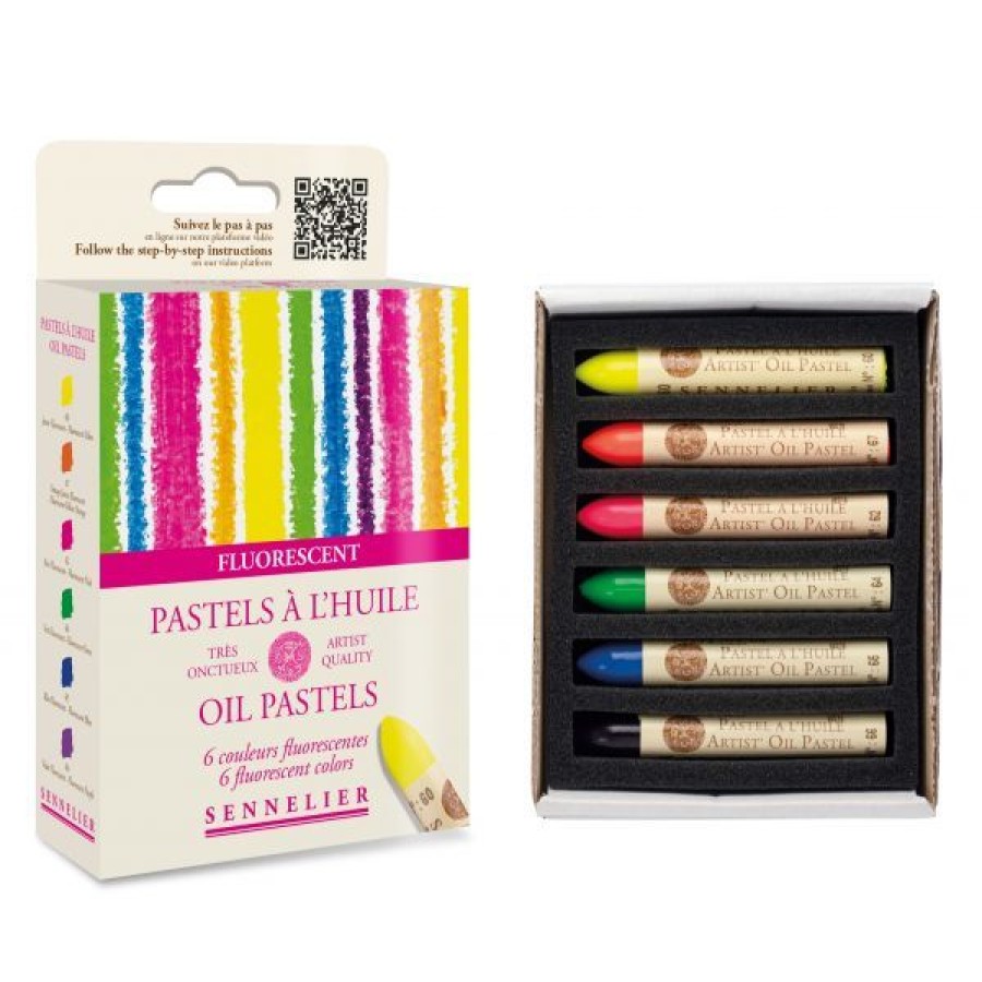 Dessin & Arts Graphiques Creastore Pastels A L'Huile | Etui 6 Pastels Huile - Fluos - Sennelier