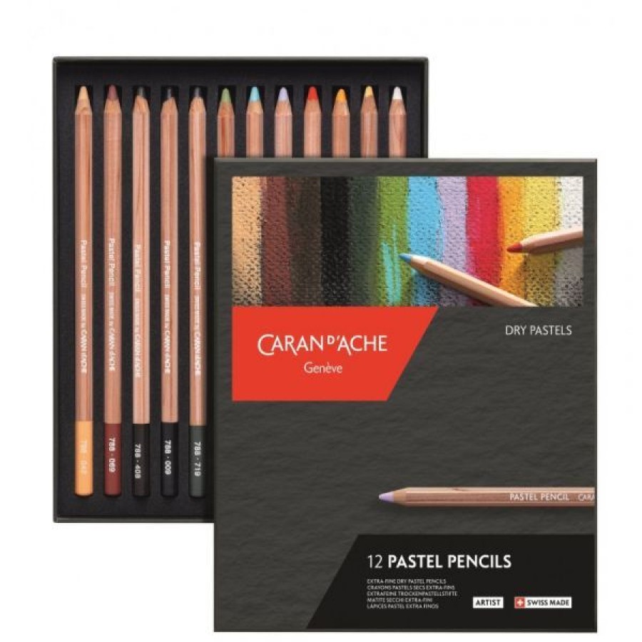 Dessin & Arts Graphiques Creastore Pastels Secs Craies | Boite De 12 Crayons Pastels Caran D'Ache