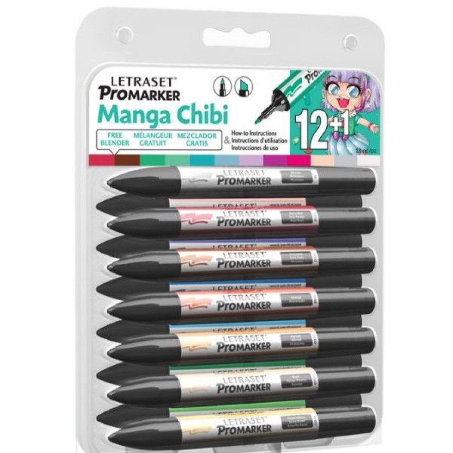 Dessin & Arts Graphiques Creastore Feutres A Alcool | Set De 12 Promarkers + Blender Offert - Manga Chibi