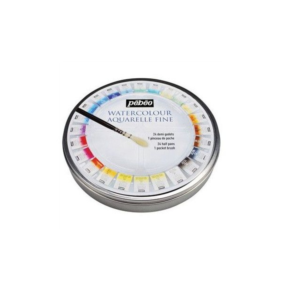 Peintures Creastore Peinture Aquarelle Fine | Boite Ronde En Metal Aquarelle - Pebeo