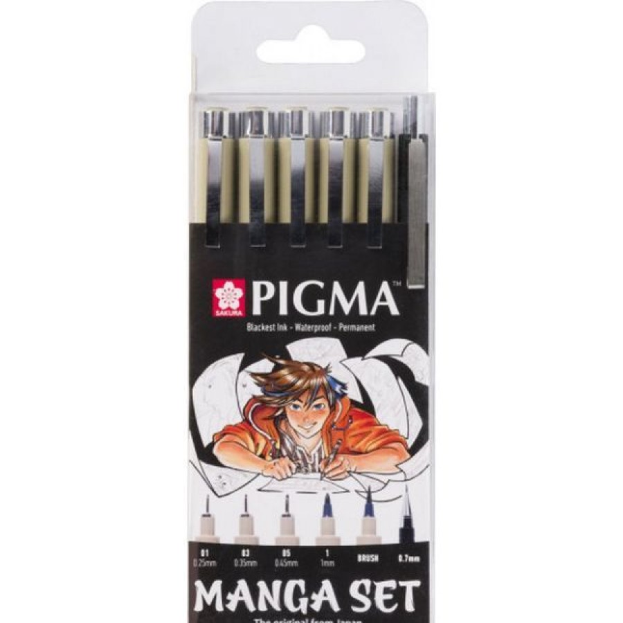 Dessin & Arts Graphiques Creastore Feutres | Set De 5 Feutres Pigma Micron + Porte-Mine - Manga Set