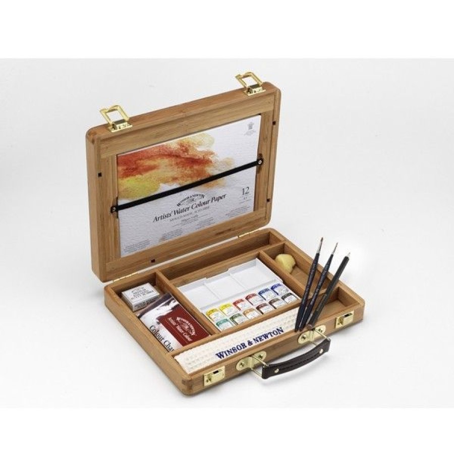 Peintures Creastore Peinture Aquarelle Extra&Fine | Coffret Bambou Aquarelle Demi-Godets Winsor & Newton